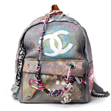 chanel graffiti printed canvas backpack ราคา|Chanel canvas backpack.